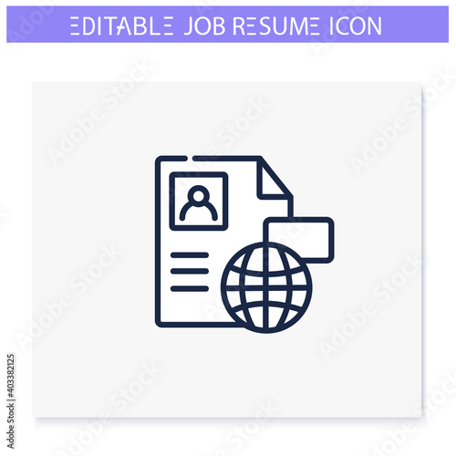 Fluent languages line icon. Language skills. Resume column. Personal recruitment information. Job search, employment, career growth concept. Isolated vector illustration. Editable stroke 