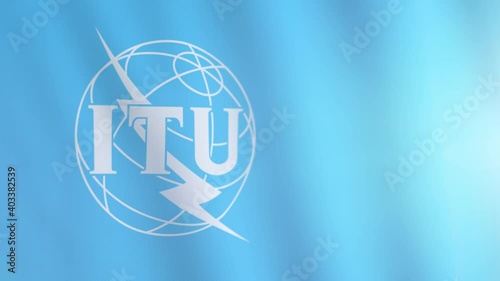Waving Flag of The International Telecommunication Union. International flag of ITU. Background 4K