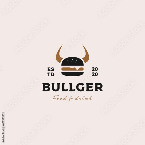 Bull burger logo design vector illustration