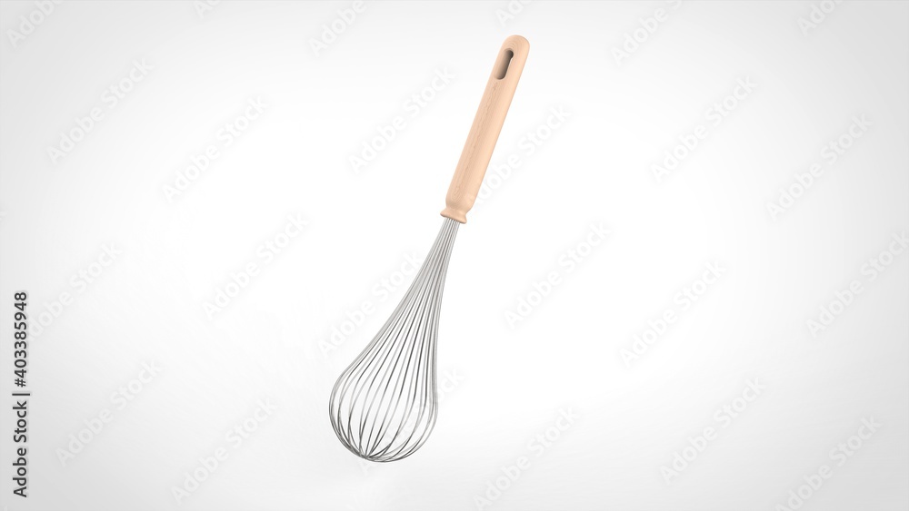whisk white background one center front 3D Render whisk white background one center front 3D Render