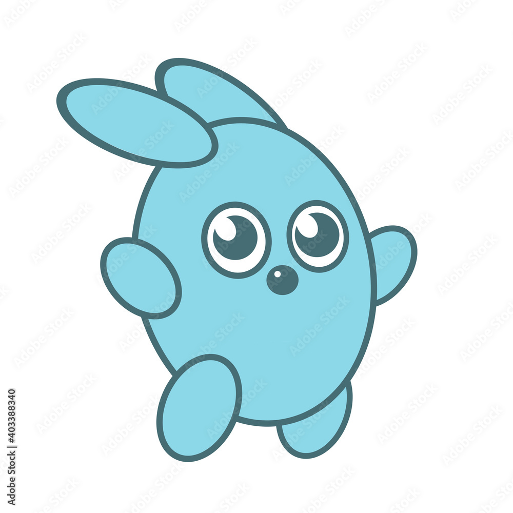 Obraz premium Little bunny on a white background. Childrens cartoon character toy. Vector isolated illustration.