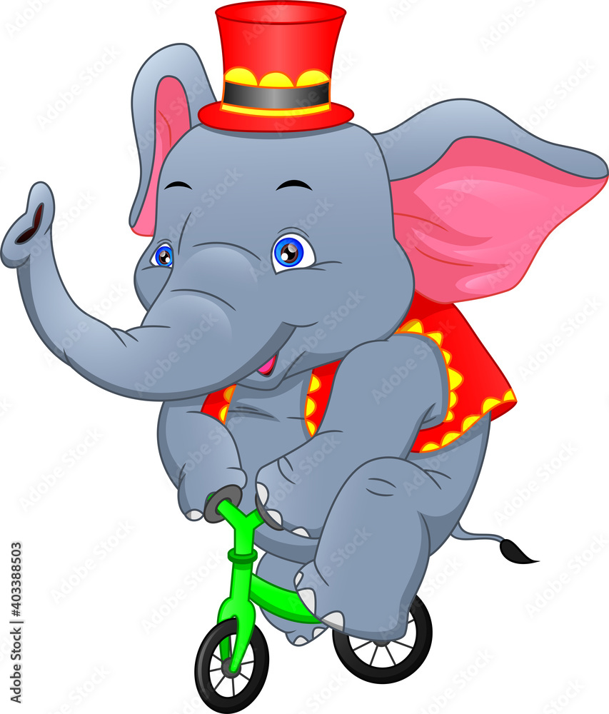 Obraz premium circus elephant riding a bicycle