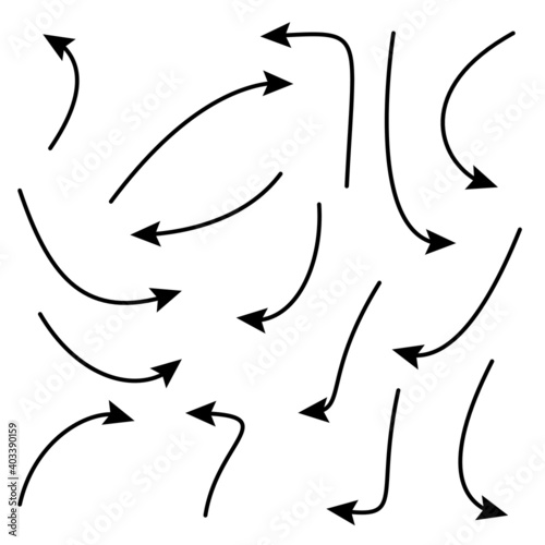 Set of rough hand drawn, handmade elements arrows, waypoints isolated on white background EPS Vector
