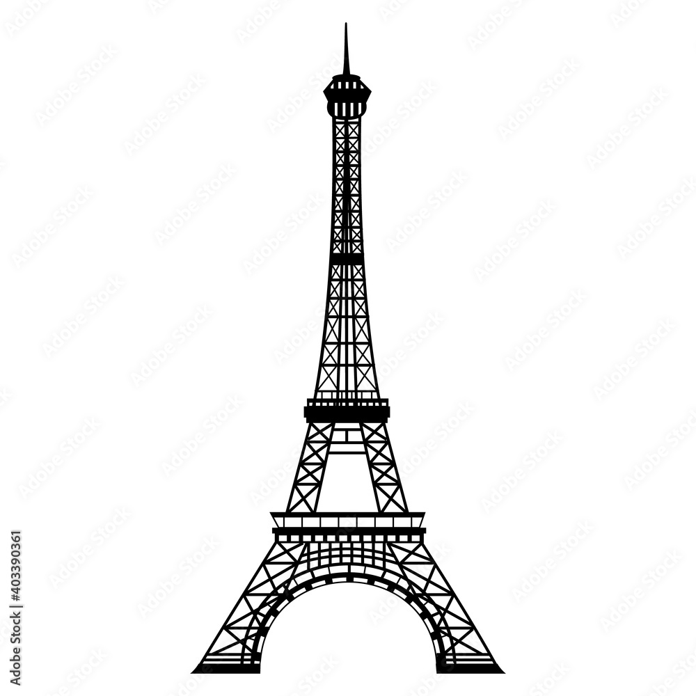 Eiffel tower. Emblem of Paris, capital city of France. Europe. Vector symbol.