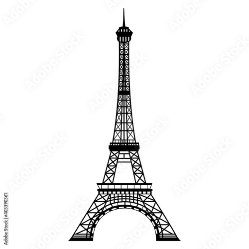 Eiffel tower. Emblem of Paris, capital city of France. Europe. Vector symbol.