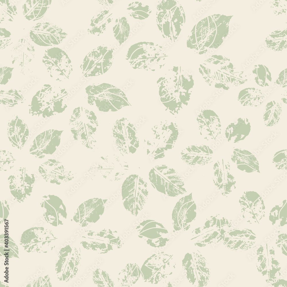 Vector seamless pattern with leaves. Simple stamped leaves Vector seamless pattern with leaves. Simple stamped leaves