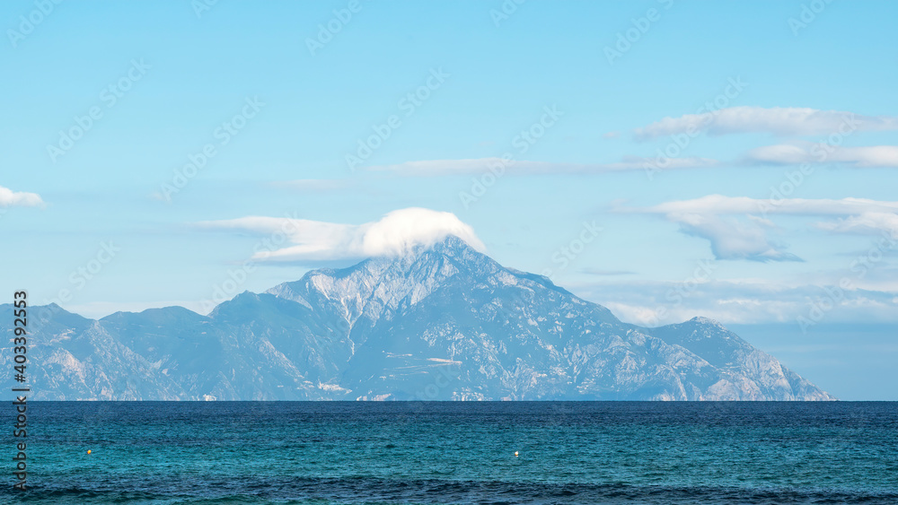 Mountain reaching clouds in Greece