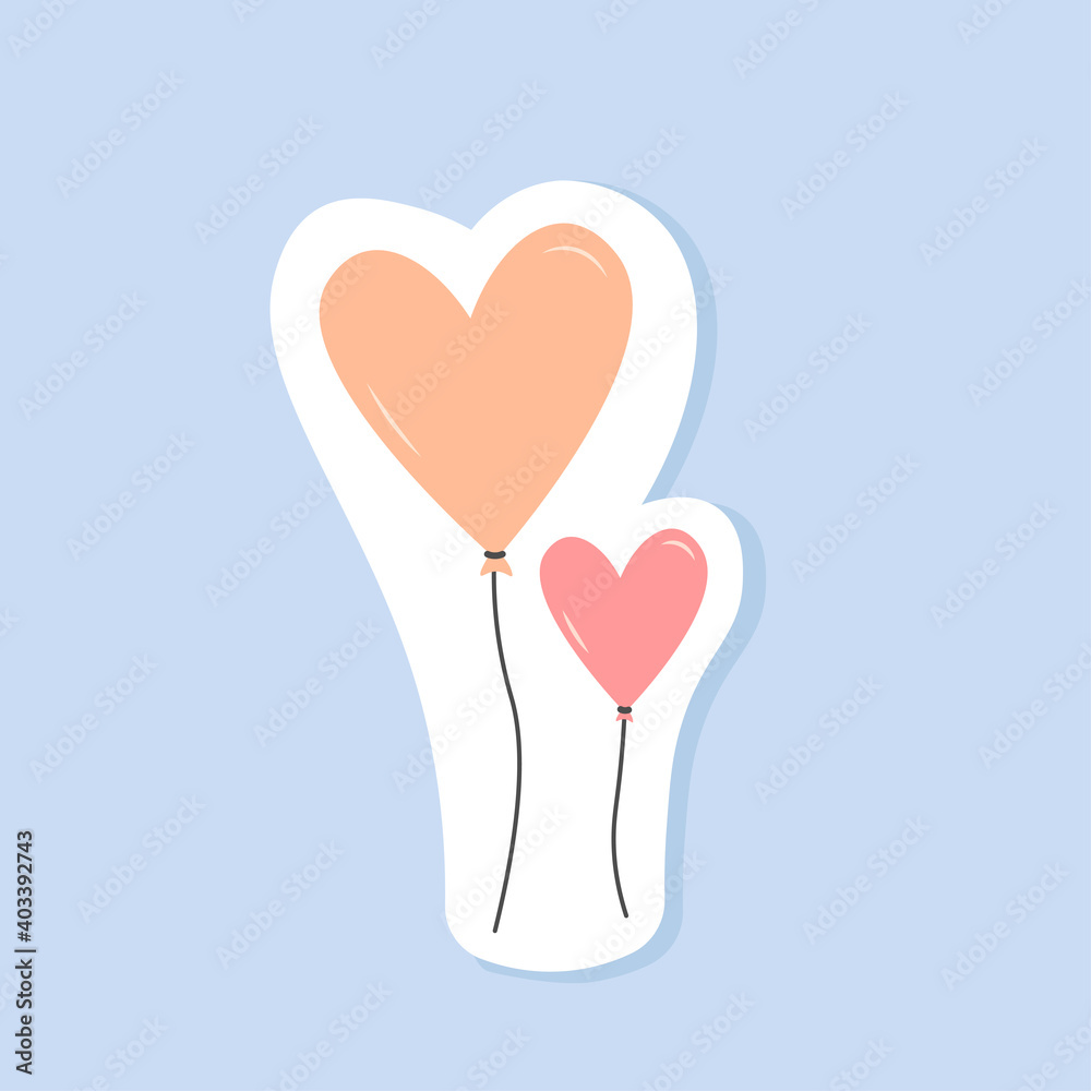 Heart balloon sticker. Vector illustration Heart balloon sticker. Vector illustration