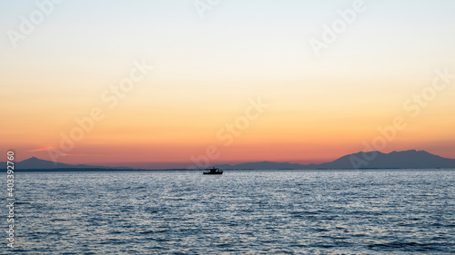 Sunset on the Aegean sea in Greece © frimufilms