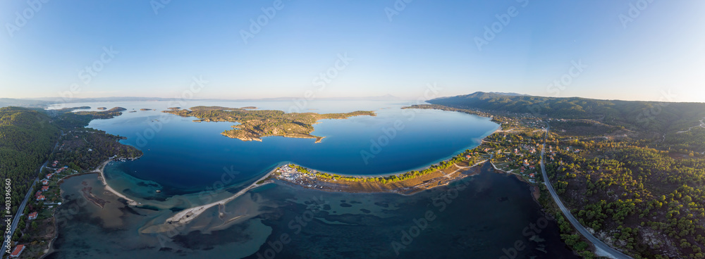 Fototapeta premium Wide shot of the Aegean sea coast in Greece