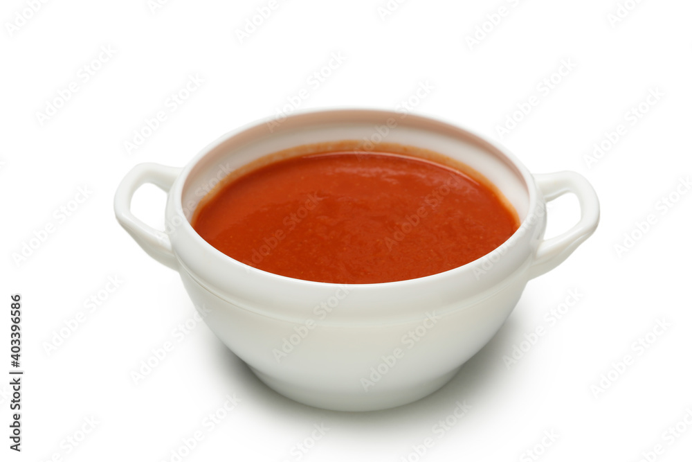 Bowl of tomato soup isolated on white background Bowl of tomato soup isolated on white background