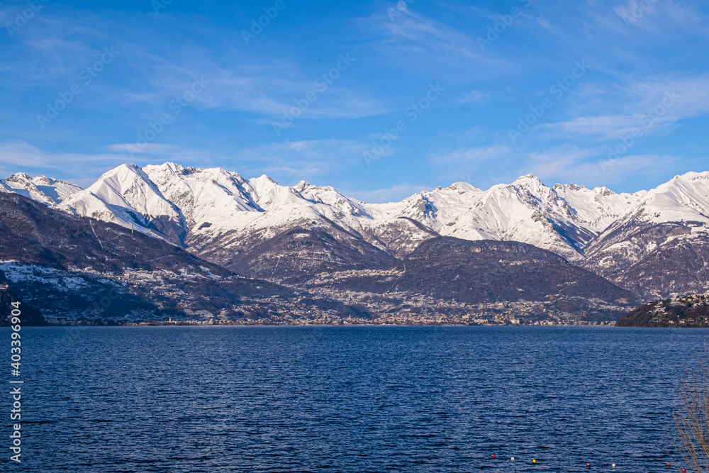 lake Como and the snowy mountains