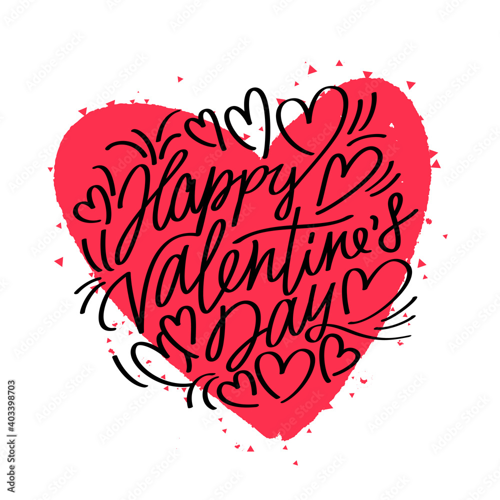 Valentine's Day card. Lettering. Beautiful festive inscription in the shape of a large red heart. Valentine's Day card. Lettering. Beautiful festive inscription in the shape of a large red heart.