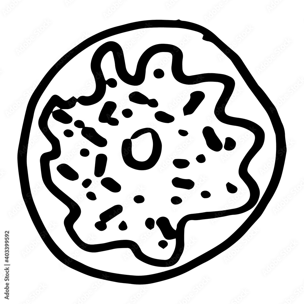 doodle donat icons. Hand drawn vector illustration. Sweet element for greeting cards, posters, stickers and seasonal design. Isolated on white background