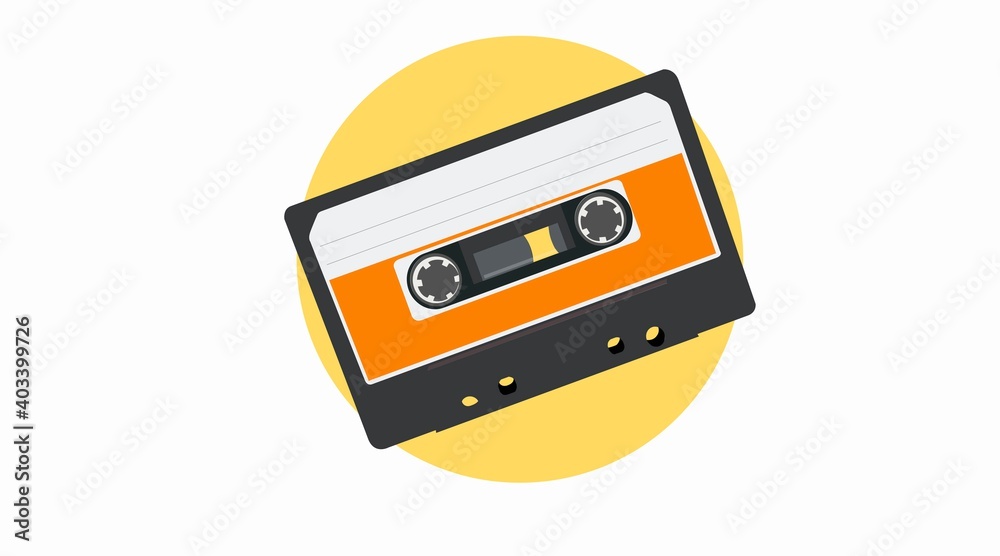 Fototapeta premium Vector Isolated Illustration of a Tape Cassette. Cassette Flat Icon