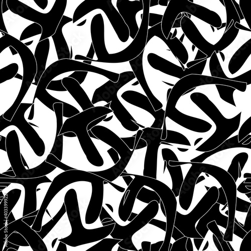 Seamless monochrome pattern of abstract elements. Чёрно белый гранж фон