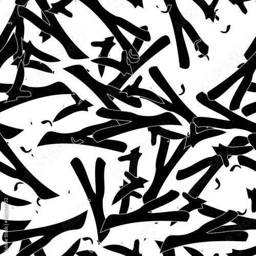 Seamless monochrome pattern of abstract elements. Чёрно белый гранж фон