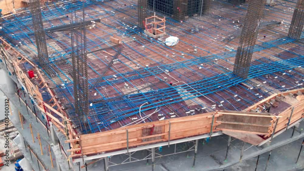 Aerial shot of a new high-rise building under construction