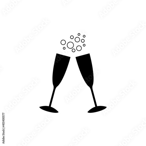 Two glasses of champagne vector icon