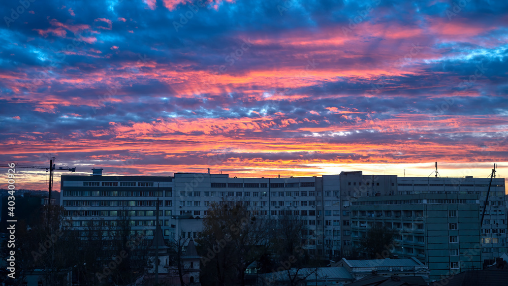 Sunset in Chisinau, Moldova