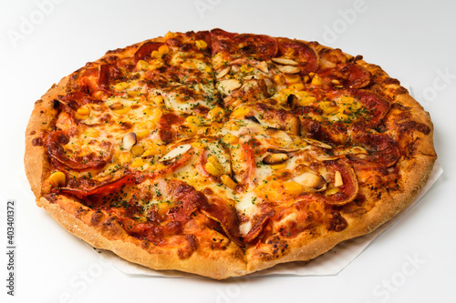 Pepperoni Pizza on a white background