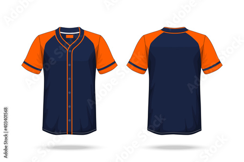 Canvas Print Specification Baseball T Shirt Dark Blue orange Mockup isolated white background