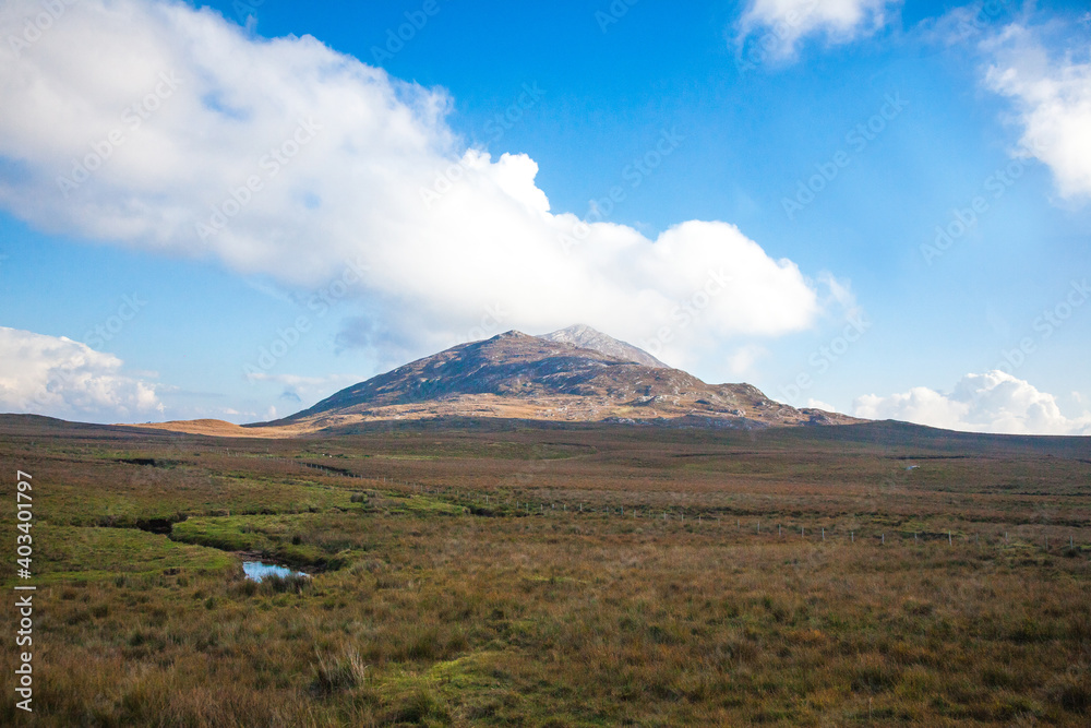 landscape with mountain, sky and clouds