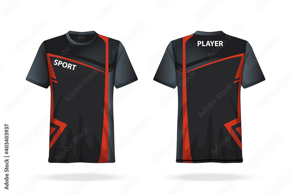 Fototapeta premium Specification Soccer T Shirt round neck Jersey template. mock up football uniform . Vector Illustration design