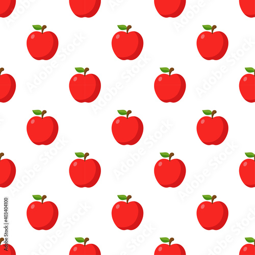 Illustration Seamless pattern Flat Apple isolated on white background , fruit patterns texture fabric , wallpaper minimal style , Raw materials fresh fruits , vector