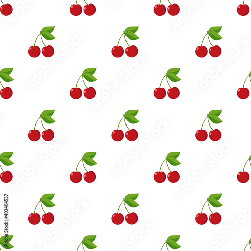 Illustration Seamless pattern Flat Cherry isolated on white background , fruit patterns texture fabric , wallpaper minimal style , Raw materials fresh fruits , vector