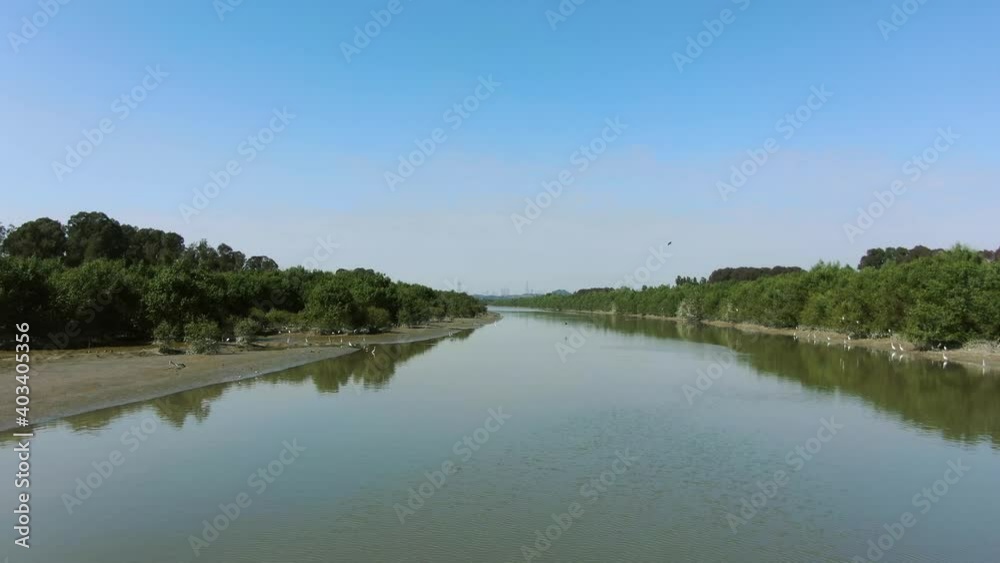 Mai Po Nature Reserve and wetlands, Hong Kong, Aerial view. Mai Po Nature Reserve and wetlands, Hong Kong, Aerial view.