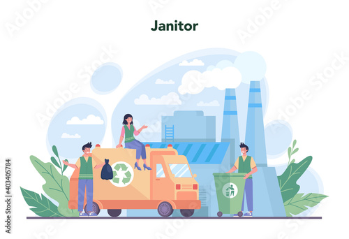 Cleaning service or company concept. Cleaning staff with special