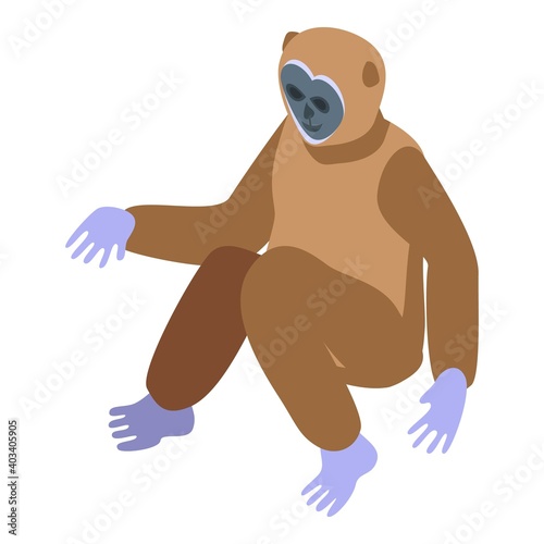 Animal gibbon icon. Isometric of animal gibbon vector icon for web design isolated on white background