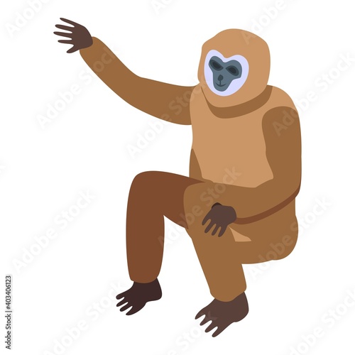 Gibbon zoo icon. Isometric of gibbon zoo vector icon for web design isolated on white background