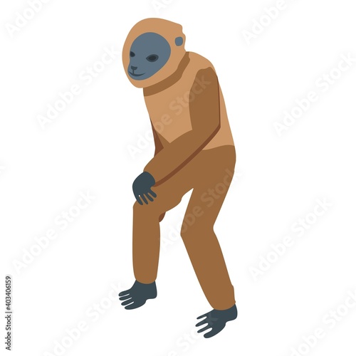 Wild gibbon icon. Isometric of wild gibbon vector icon for web design isolated on white background