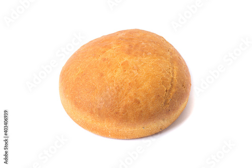 bread for sandwiches, round wheat burger bun. isolated on white