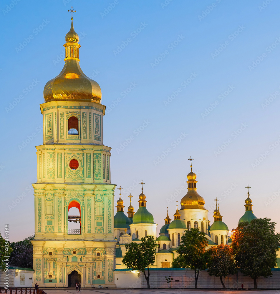 Sophia Cathedral church twilight Kyiv