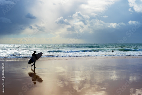 Surfer  surfboard beach Por...