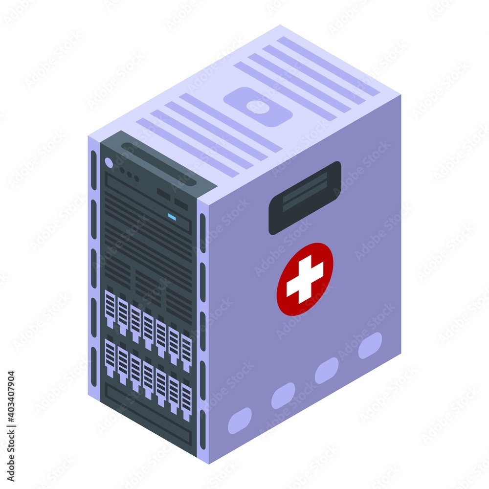 Medical computer server icon. Isometric of medical computer server ...