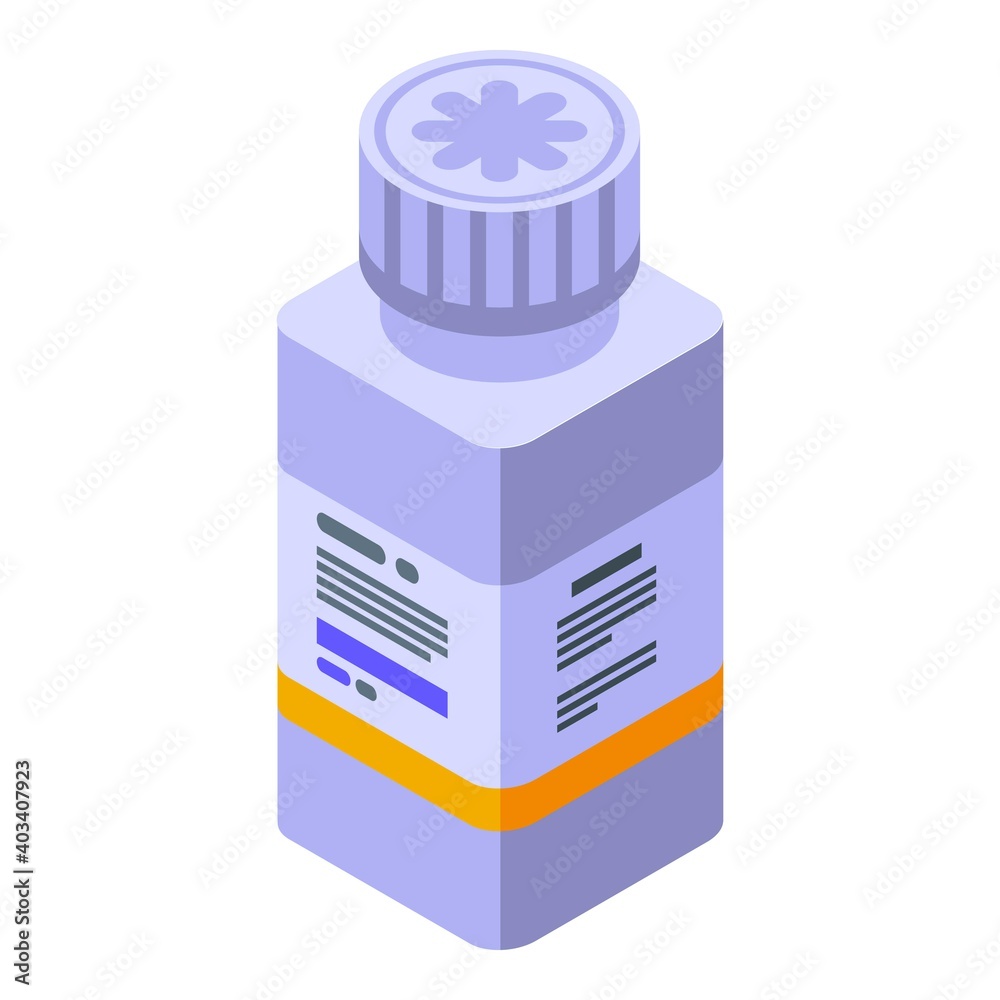 Bottle with drugs icon. Isometric of bottle with drugs vector icon for web design isolated on white background Bottle with drugs icon. Isometric of bottle with drugs vector icon for web design isolated on white background