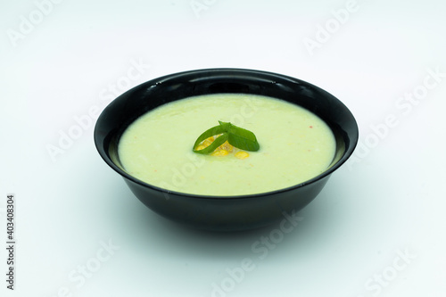 Low Carb Creamy cauliflower soup with coconut milk and corn