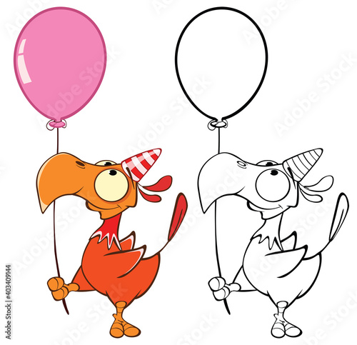 Vector Illustration of a Cute Cartoon Character Bird for you Design and Computer Game. Coloring Book