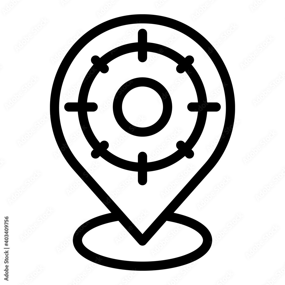Target location icon. Outline target location vector icon for web design isolated on white background Target location icon. Outline target location vector icon for web design isolated on white background