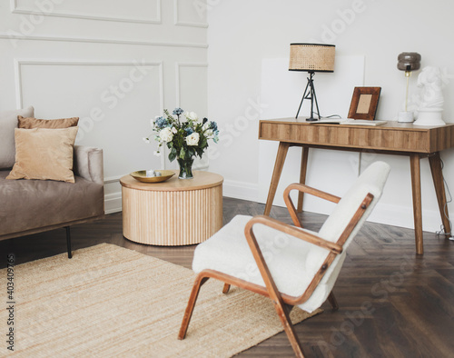 фотографія Stylish scandinavian living room
