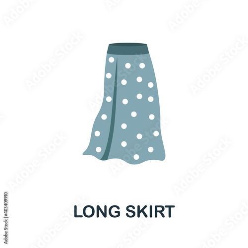 Long Skirt flat icon. Color simple element from clothes collection. Creative Long Skirt icon for web design, templates, infographics and more