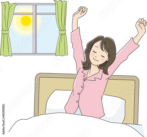 A woman who wakes up comfortably in the morning