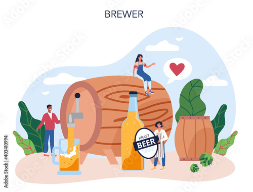 Beer concept. Craft beer production, brewing process. draught