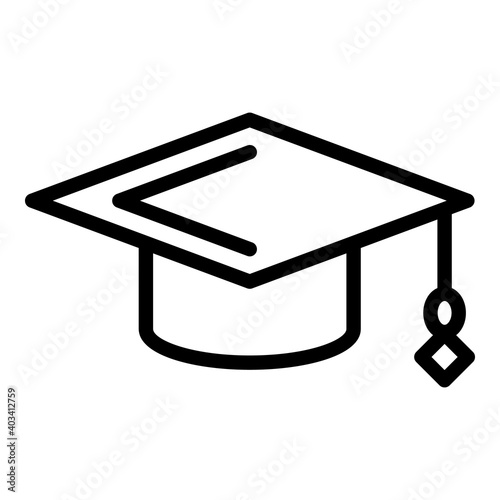 Graduate hat icon. Outline graduate hat vector icon for web design isolated on white background