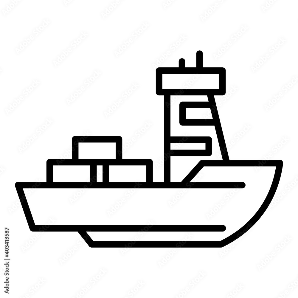 Boat with cargo icon. Outline boat with cargo vector icon for web design isolated on white background Boat with cargo icon. Outline boat with cargo vector icon for web design isolated on white background