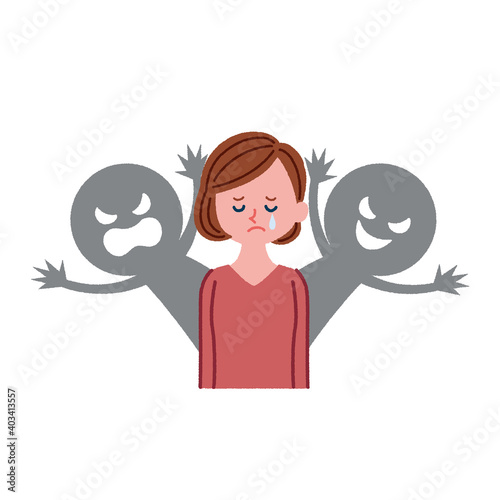 人間関係に悩む女性のイラスト素材